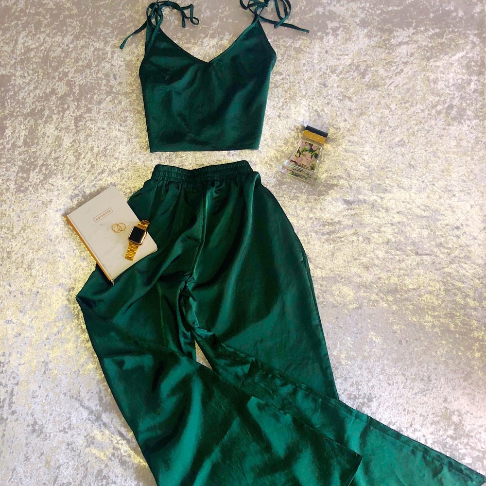 Two Piece Satin Loungewear Set